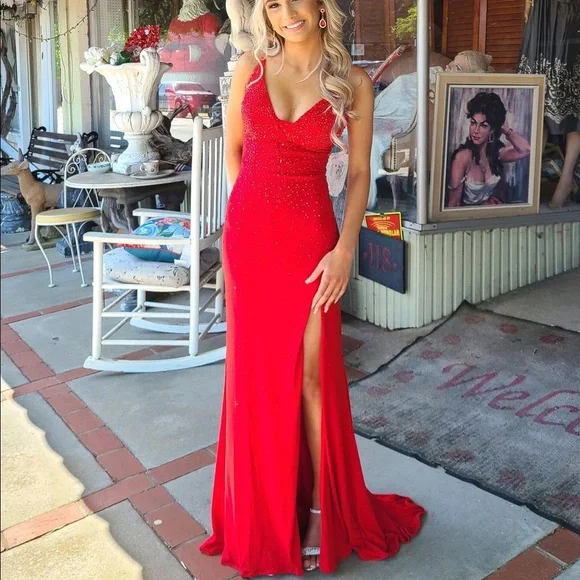 open lace back dress Silver Drop & Red Crystal Earrings | Versailles Collection main image 0